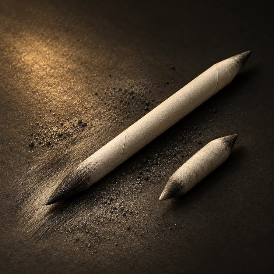 Paper blending stumps beside soft graphite dust
